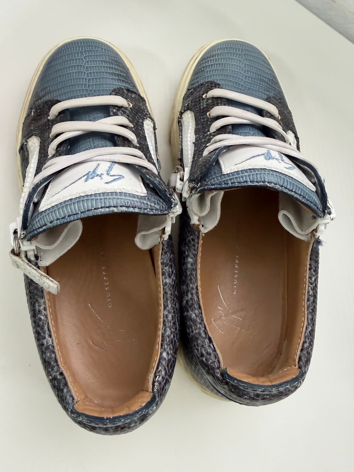 정품) 쥬세페자노티 블루 뱀피 스니커즈 37 상품이미지8