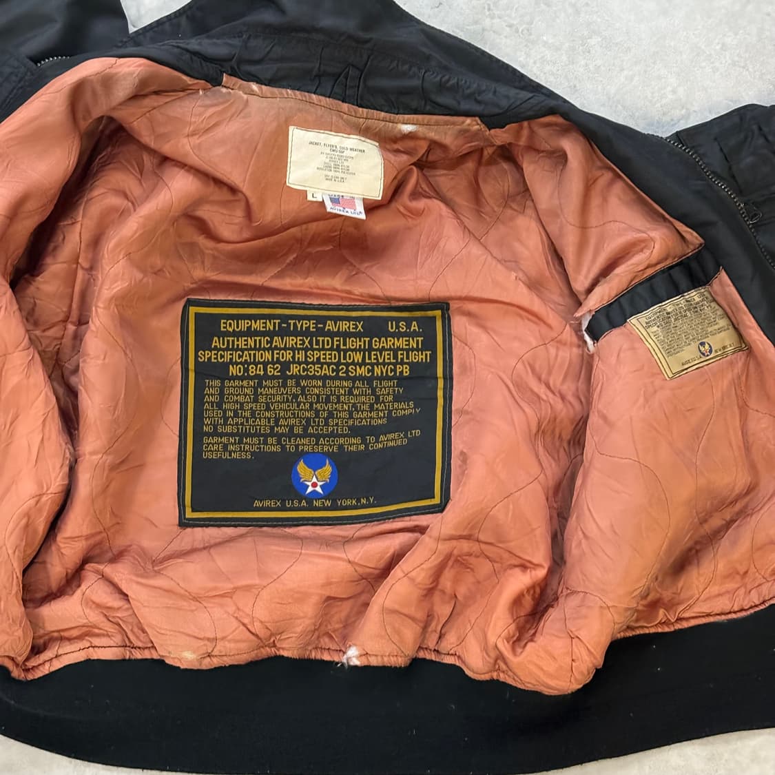 🇺🇸USA 아비렉스 CWU-45 미군 플라이트 자켓 IDEAL 지퍼 상품이미지4