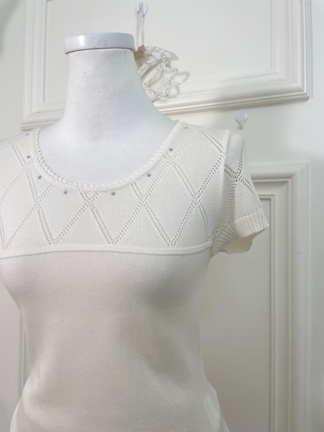 ivory cubic point summer knit top 상품이미지6
