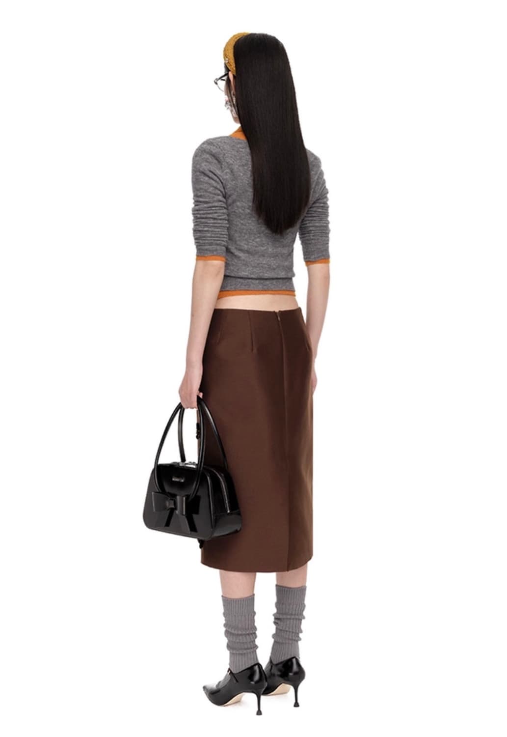 [6]슈슈통 25fw 와이드 라운드 넥 피티드 가디건/그레이 상품이미지3