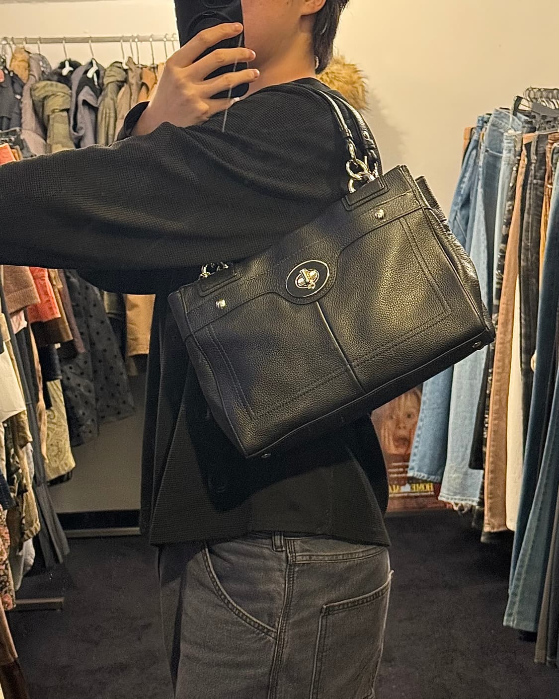 코치 체인 가죽 블랙 숄더 사첼백 핸드백 토드백 첼시백 락 시크 고스펑크 상품이미지3