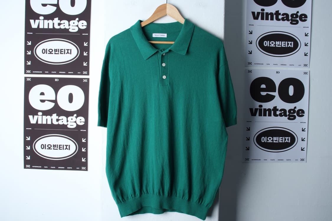(XL) 더니트컴퍼니 반팔 카라 티셔츠 니트 그린 무지-H32336 상품이미지2