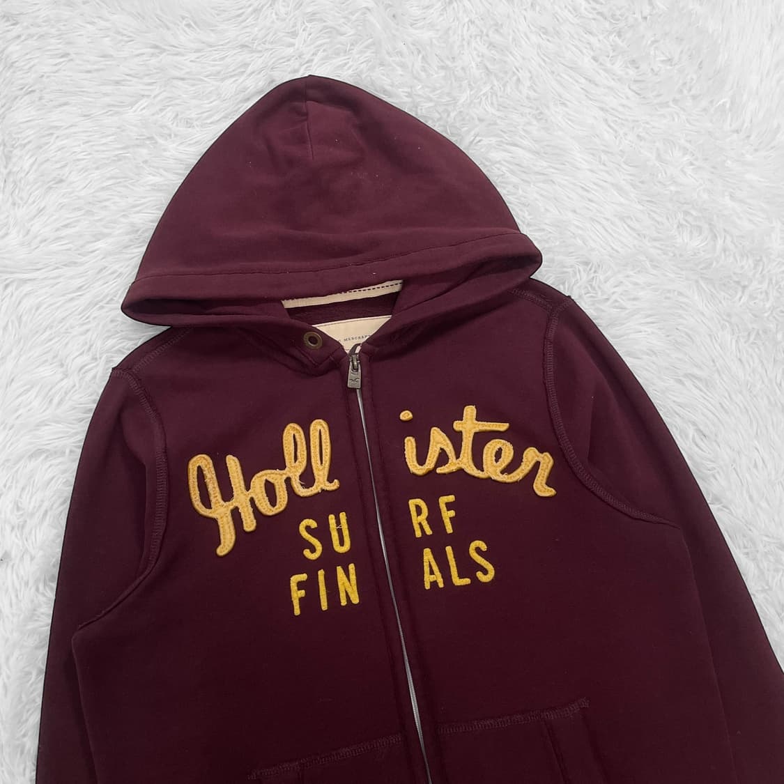 홀리스터 스펠 로고 후드집업 버건디 상품이미지3