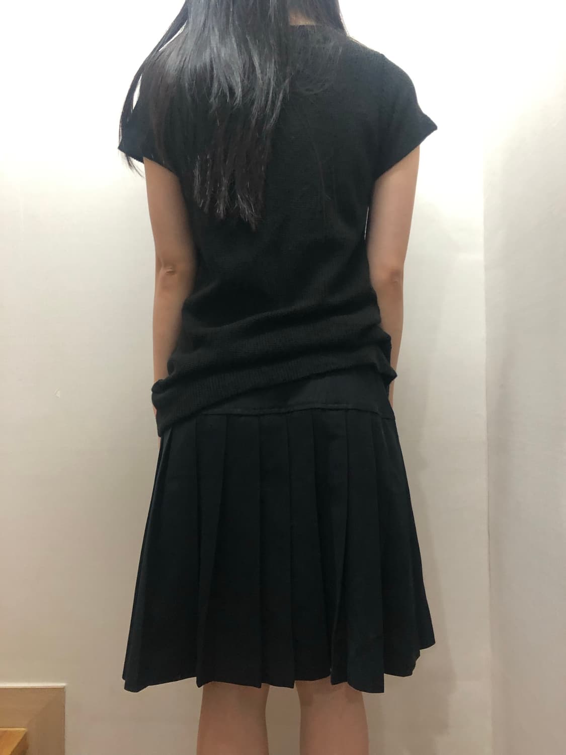 빈티지 블랙 플리츠 미디 스커트 상품이미지3