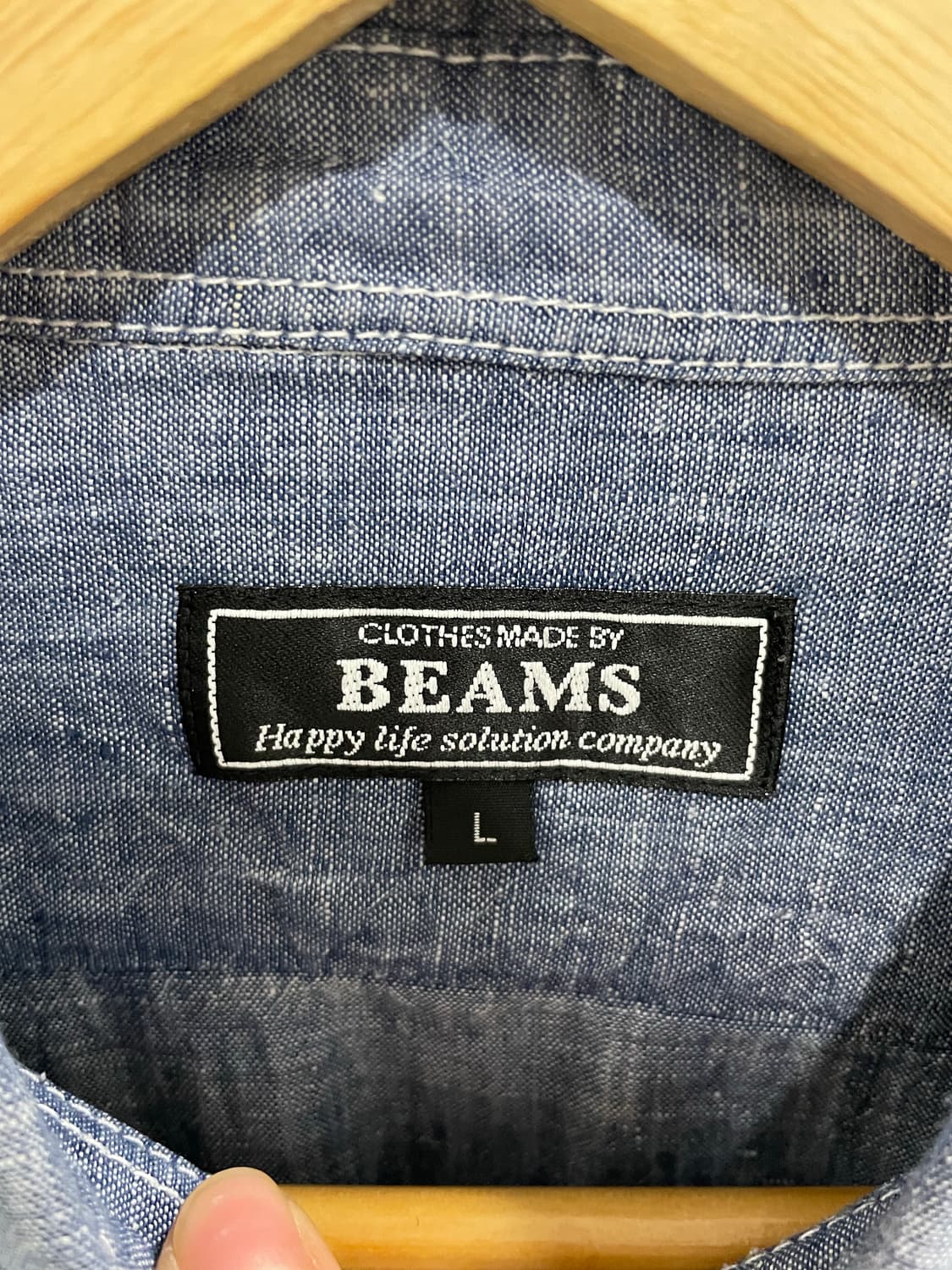 Beams heart 빔즈 하트 레더 파이핑 샴브레이 긴팔셔츠 상품이미지3