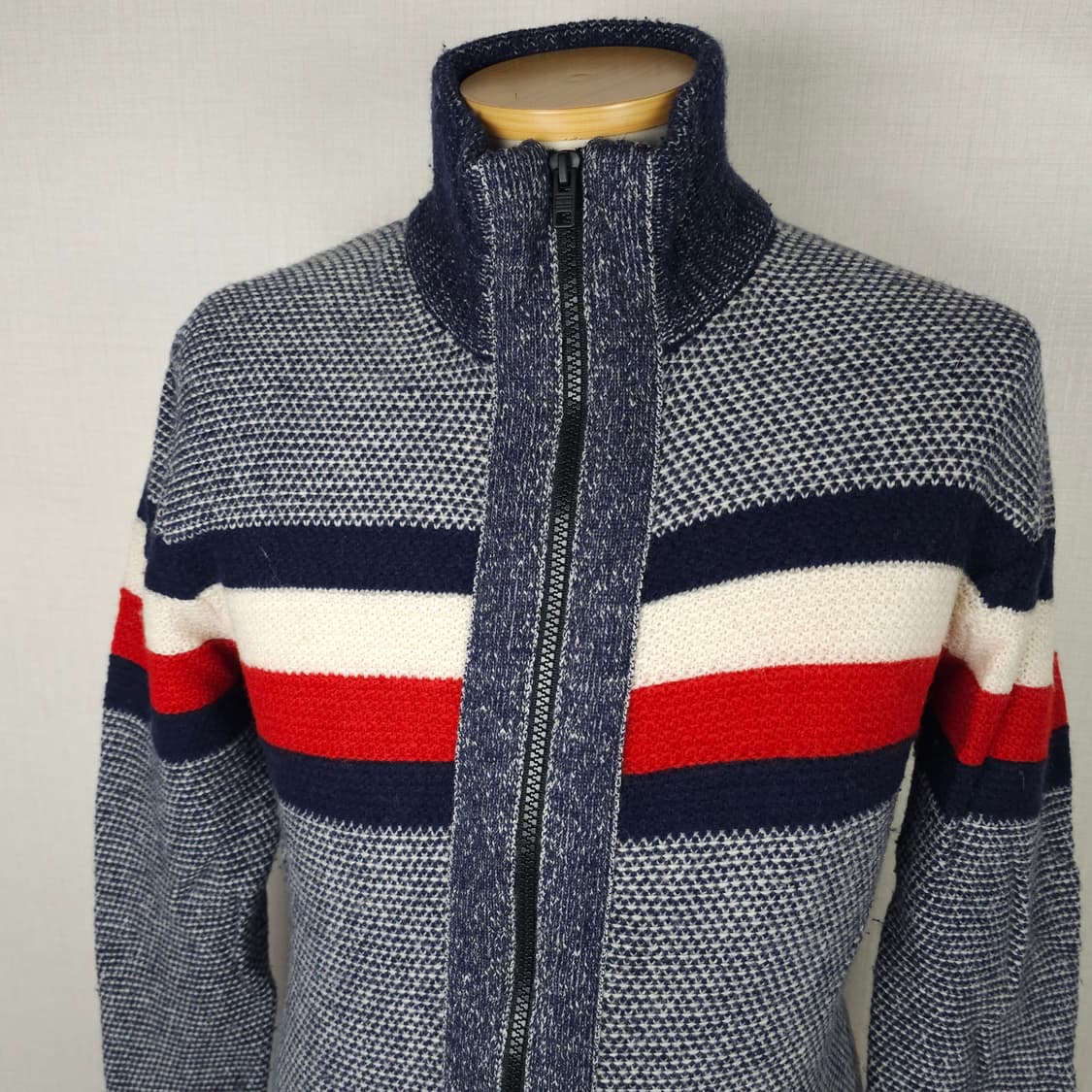 타미힐피거 시그니처 배색 풀집업 울 혼방 니트 가디건 남자95사이즈 상품이미지2