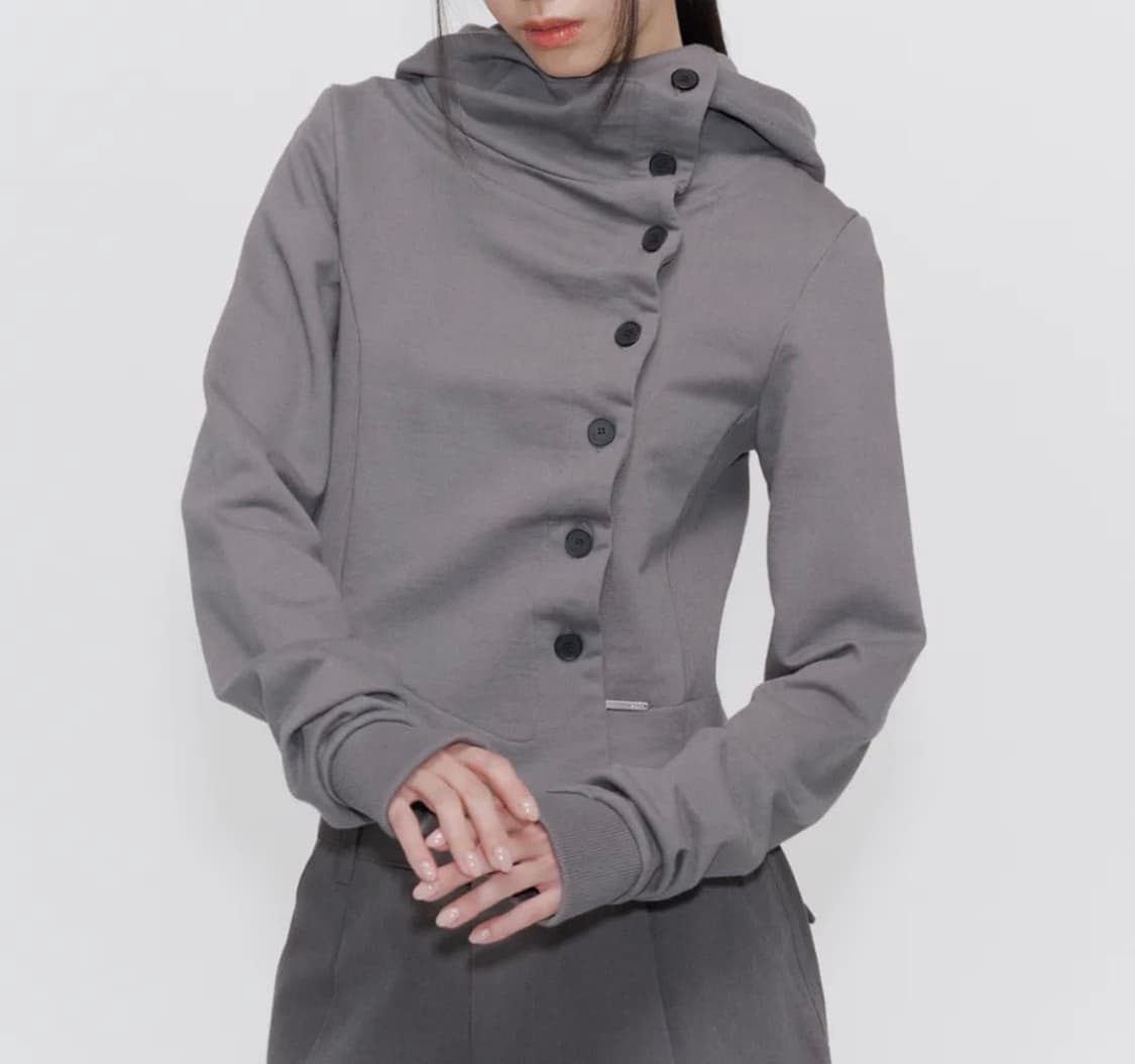 미세키 서울 Cowl neck botton hoodie DARK GREY 상품이미지1