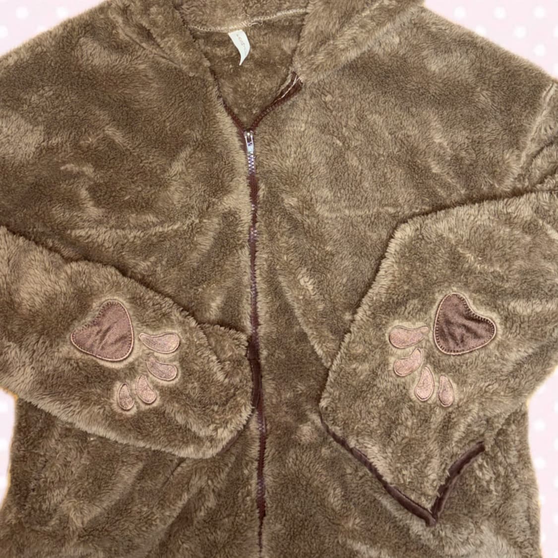 라떼갸루 모리걸 곰돌이후드 털 후드집업 후집 핸드워머 아우터 상품이미지3