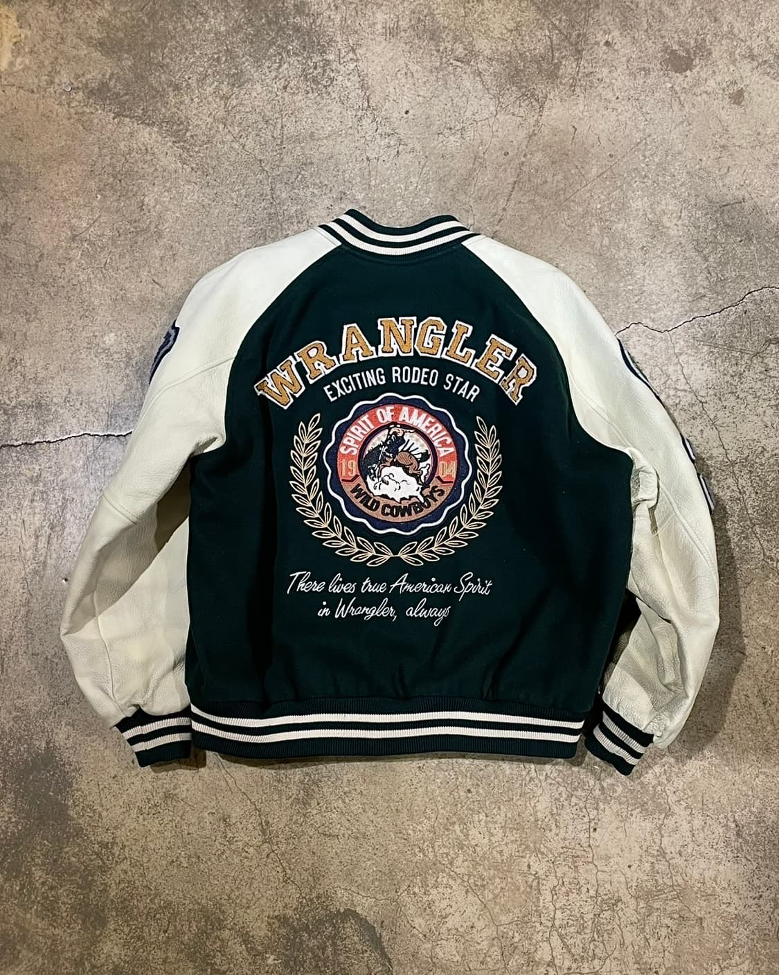 90‘s 랭글러 레더 바시티 재킷 (B5085) 상품이미지1