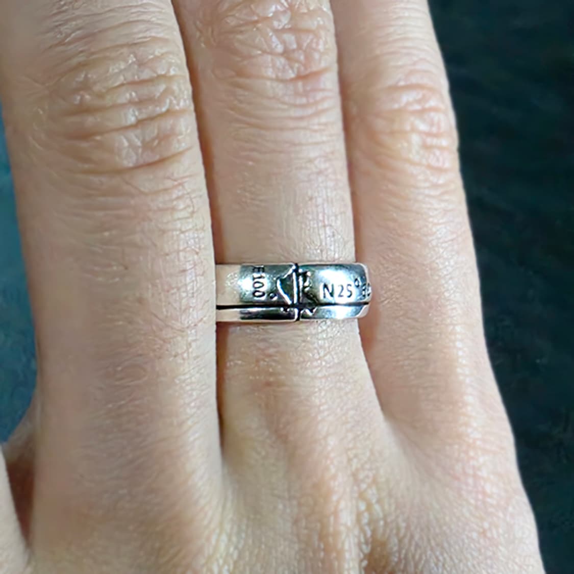 Latitude 실버 남자 엔틱 빈티지 기하학 지도 좌표 반지 상품이미지6