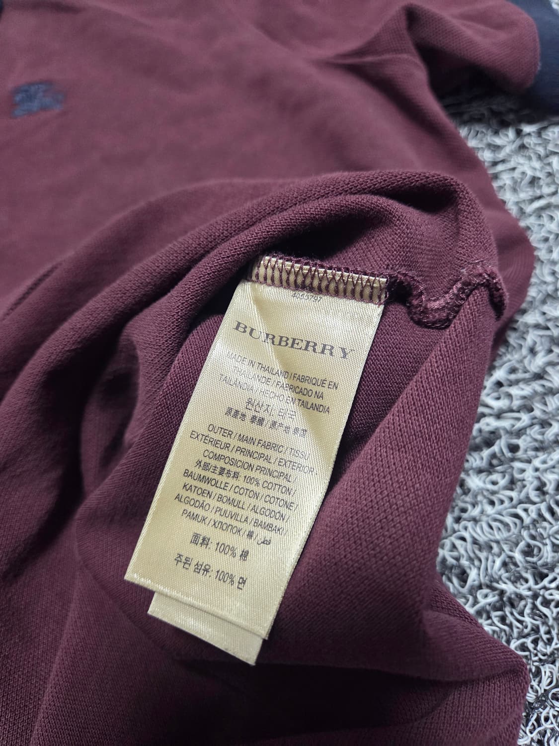 버버리 티셔츠/2XL/버건디(9) 상품이미지5