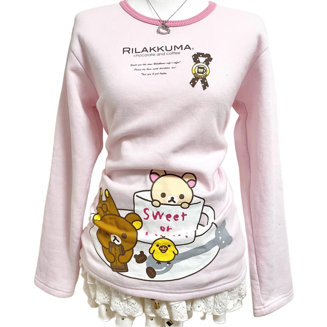 Rilakkuma 고전 리락쿠마 핑크 롱슬리브 리락쿠마티셔츠 코리락쿠마 상품이미지2