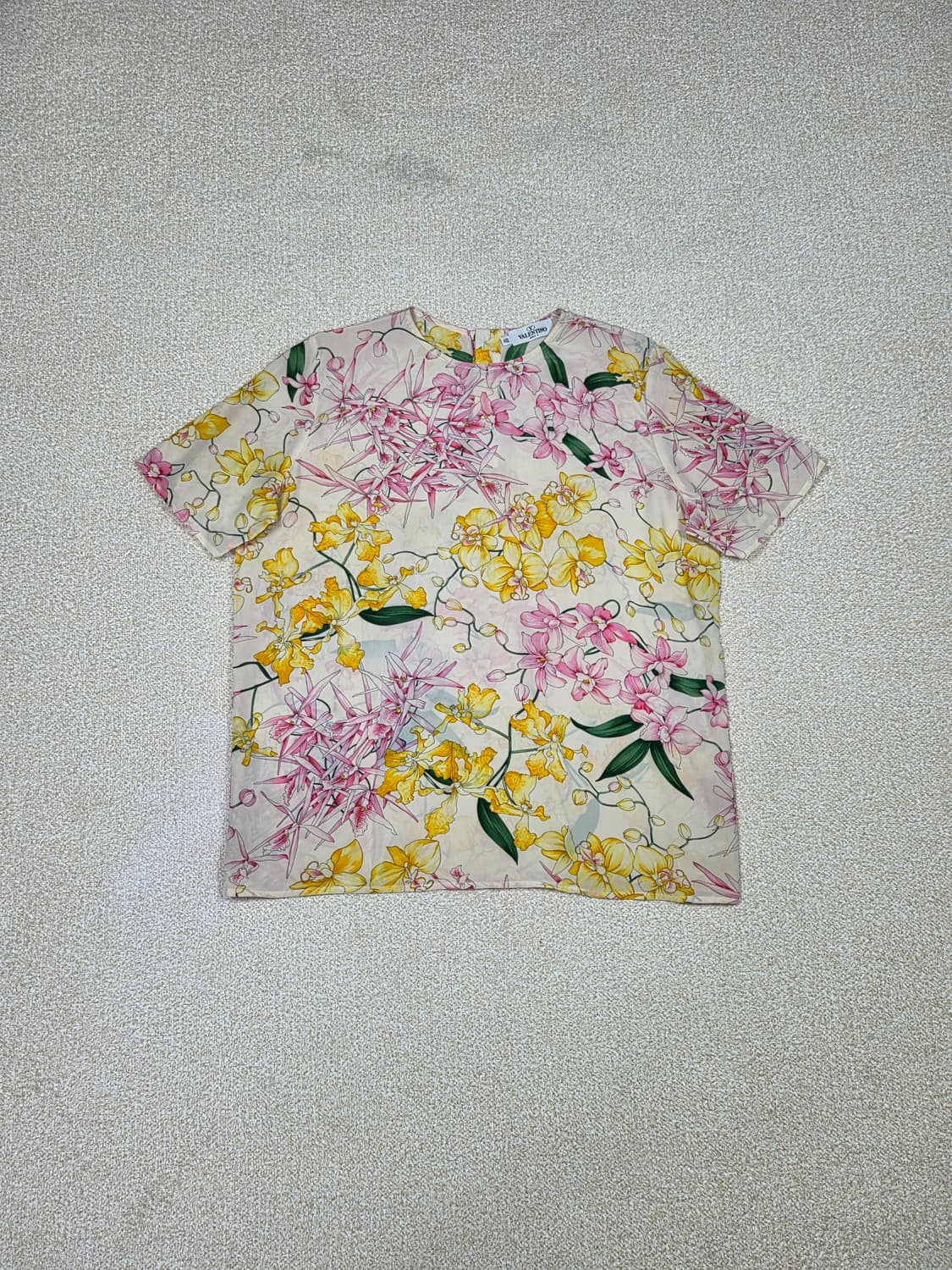 [발렌티노] 미스 브이 오키드 플로럴 실크 반팔 블라우스 | S00121 상품이미지1