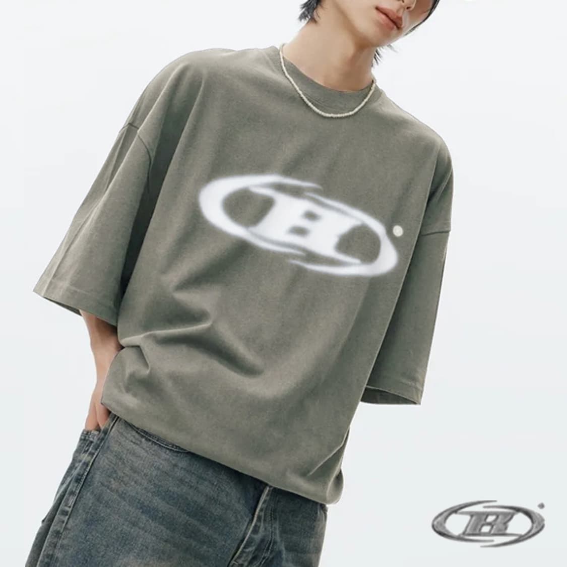 [정품] 본투윈 블러 B 빅로고 오버핏 반팔티 카키 2사이즈(새제품) 상품이미지3