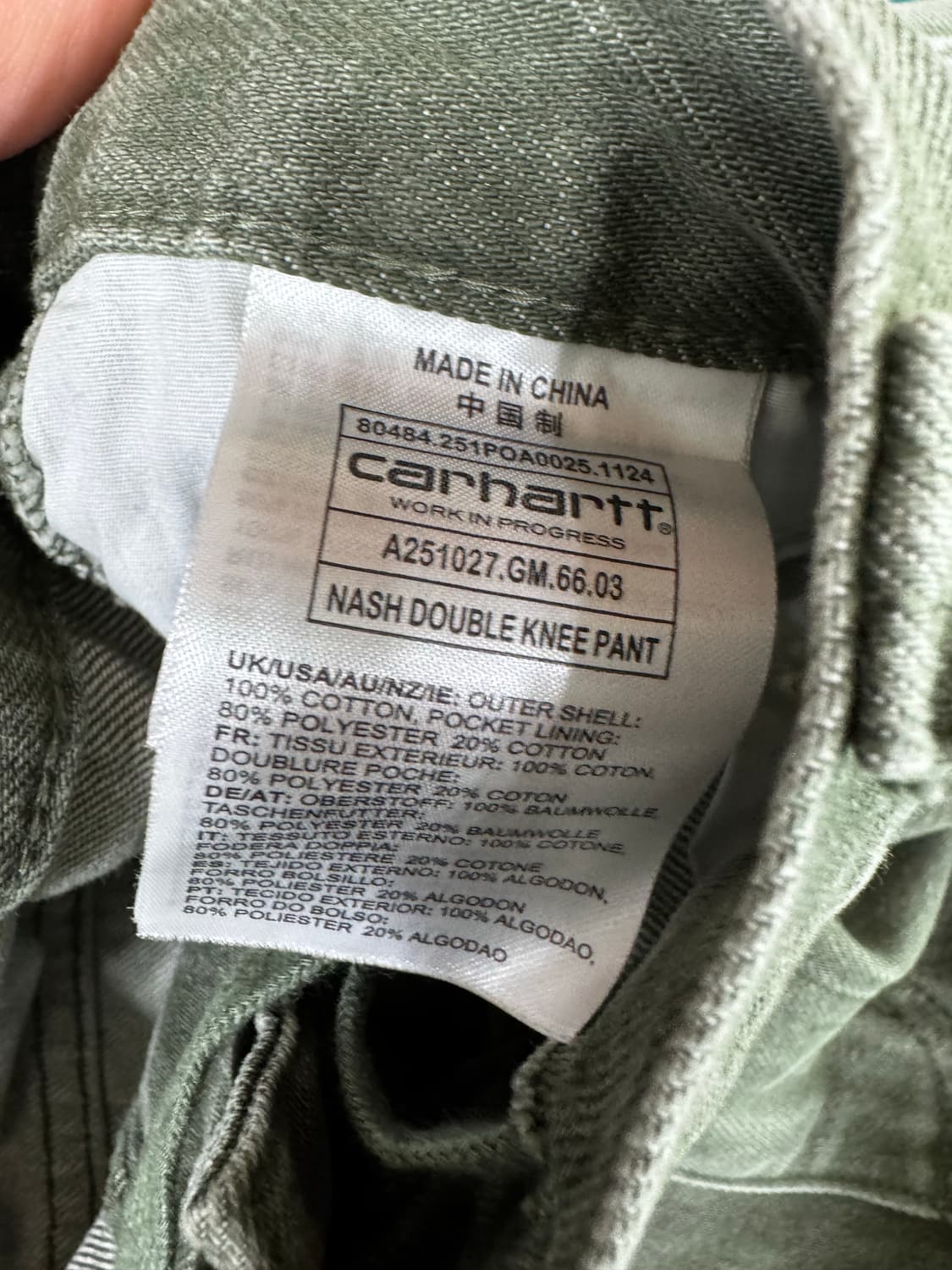 칼하트윕 내쉬 더블니 아미그린 칼하트wip nash 상품이미지5