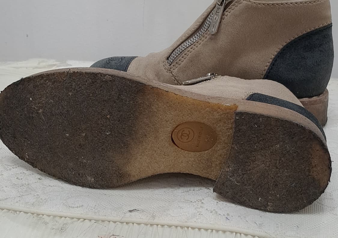 샤넬 스웨이드 캡 토 자퍼 앵클부츠 38 상품이미지6