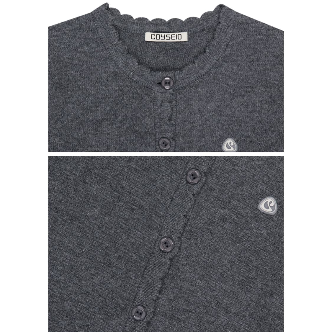 코이세이오 플라워 버튼 가디건 그레이 차콜 상품이미지4