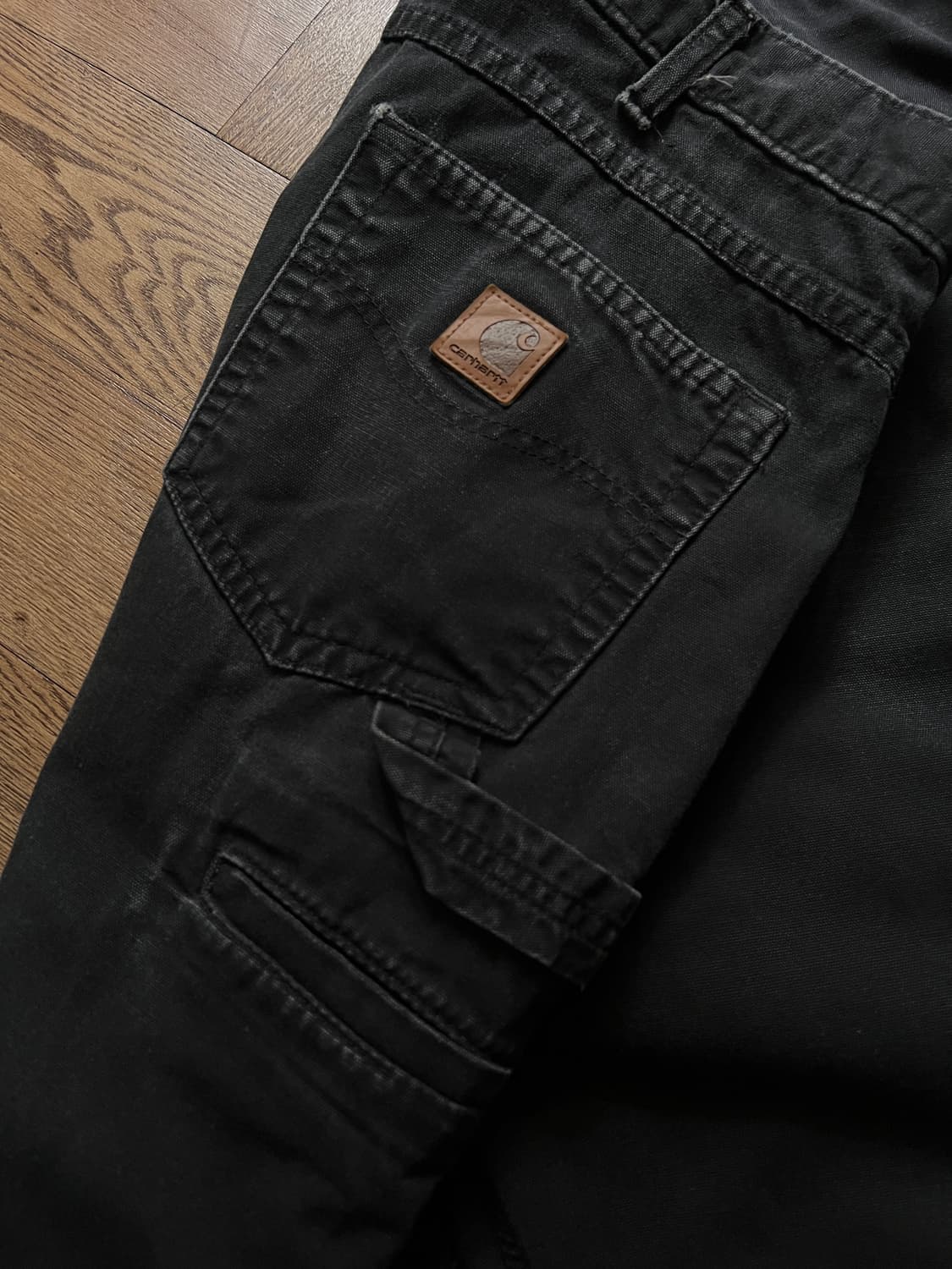 [38]칼하트 USA 빈티지 페이딩 블랙 싱글니 워크팬츠 상품이미지6