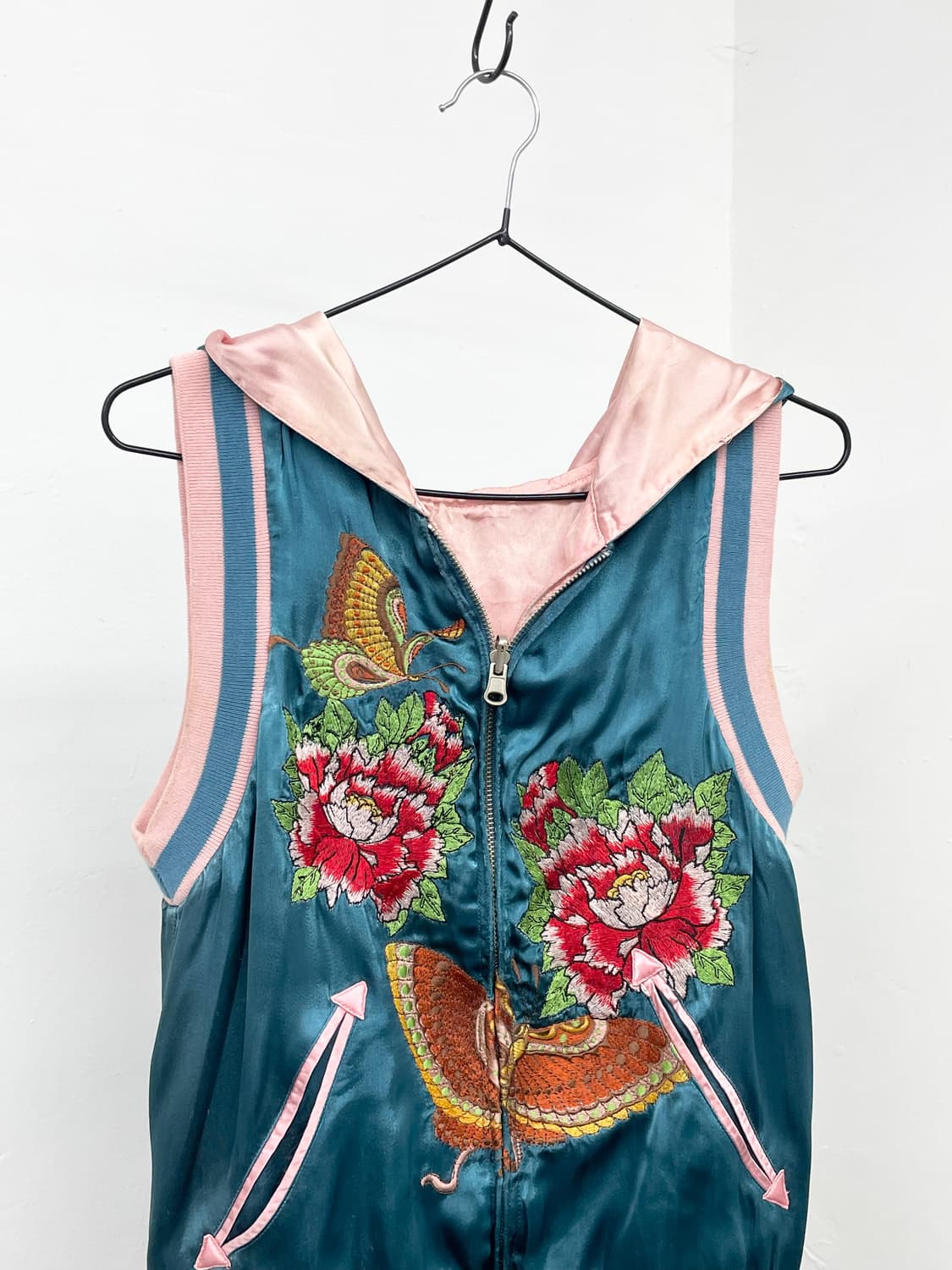 JPN 새틴 오리엔탈 자수 후드 베스트 스카잔*레어 상품이미지8