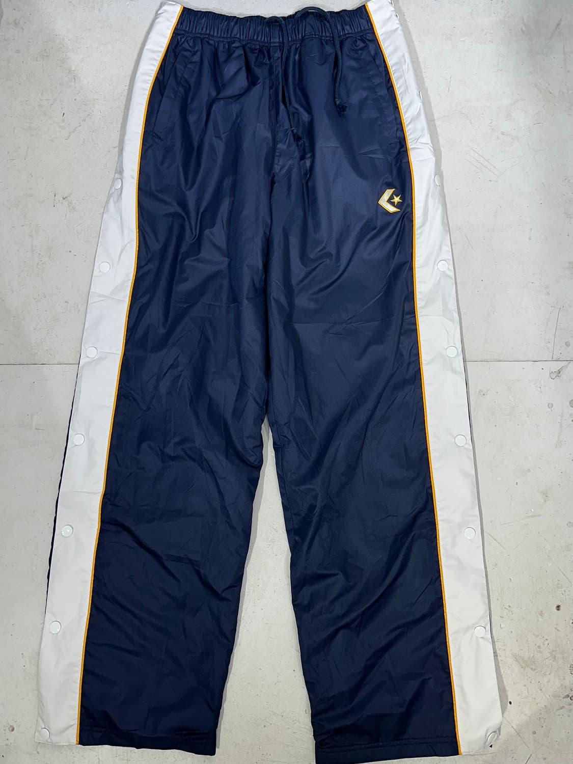 컨버스 네이비 화이트 사이드 스냅 버튼 추리닝 바지 와이드 댄스 팬츠 L 상품이미지4