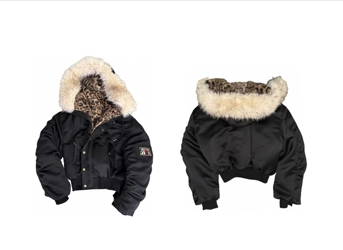 Leopard Pattern Fur Hooded Jacket 상품이미지1