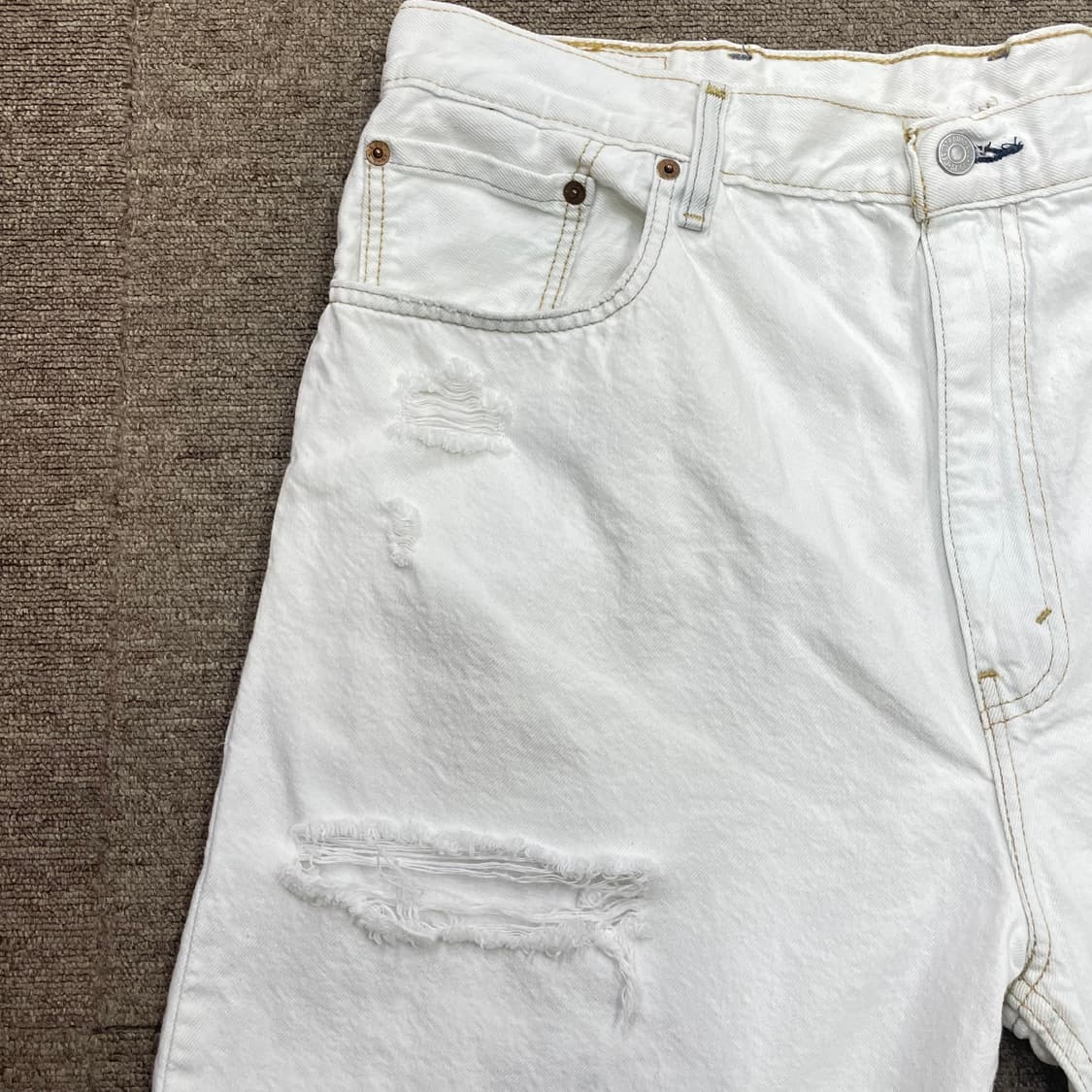 Levi's 리바이스 569 디스트로이드 화이트 데님 쇼츠 반바지 상품이미지5