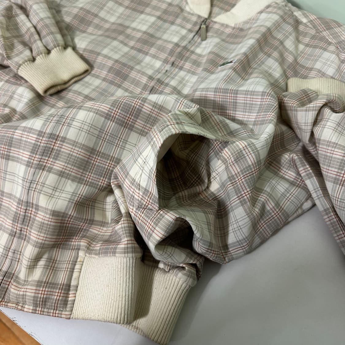 XL 라코스테 체크 오버핏 면 블루종 상품이미지2