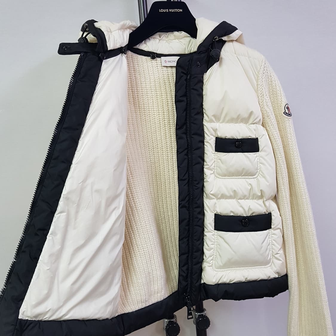 몽클레어 TRICOT 믹스 니트 패딩 재킷 크림 S 상품이미지7