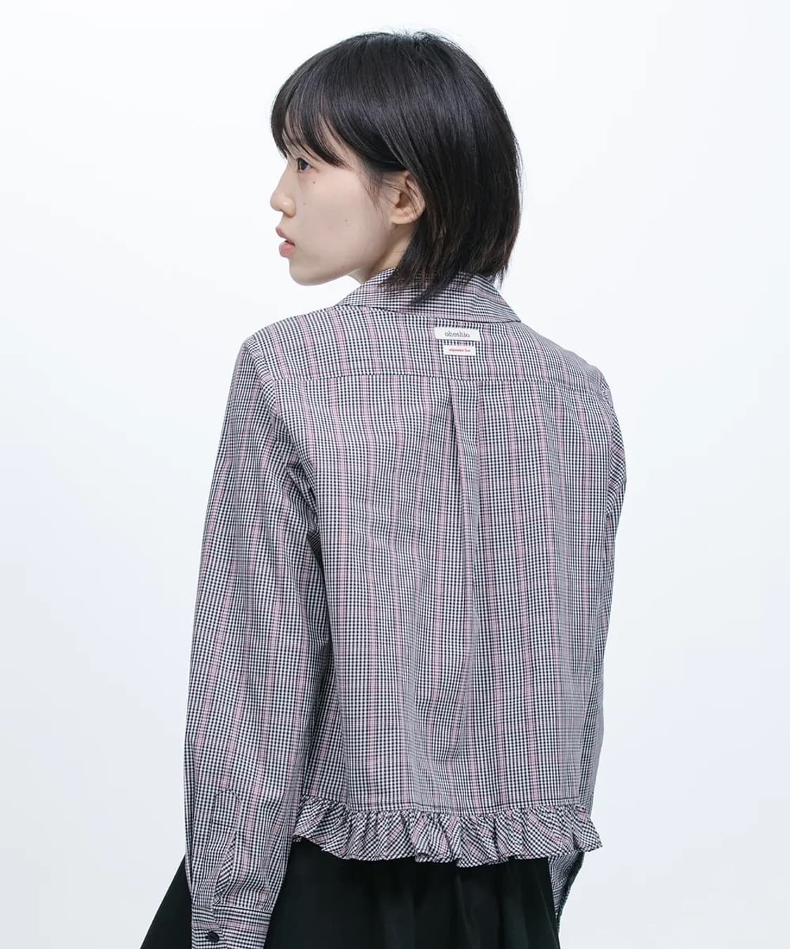 오헤시오 프릴 포켓 블라우스 체크 상품이미지2