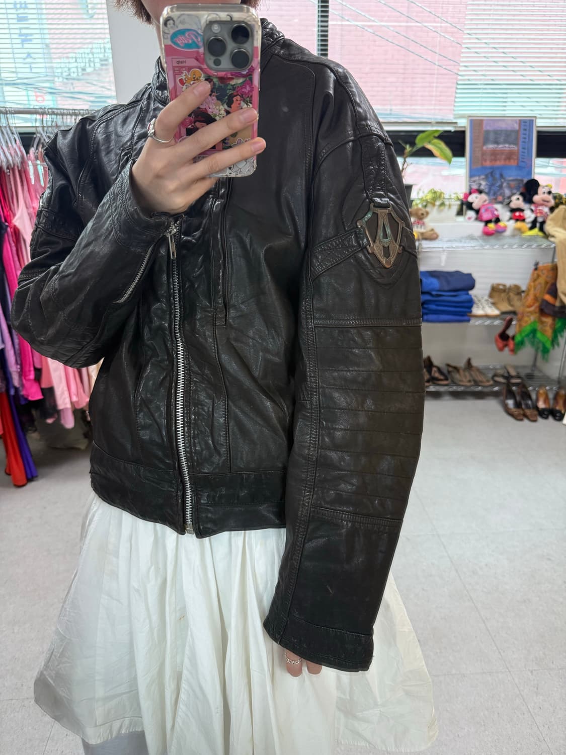 Usa leather racing jacket 미국 가죽 레이싱 자켓  상품이미지1