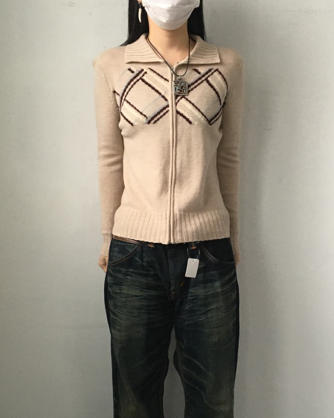 Pattern knit zip up 상품이미지5