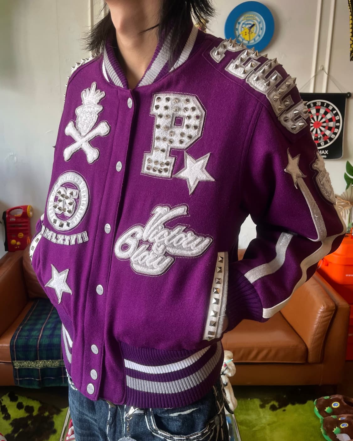 Pelle Pelle Spike Studs Wool Varsity JK 상품이미지2