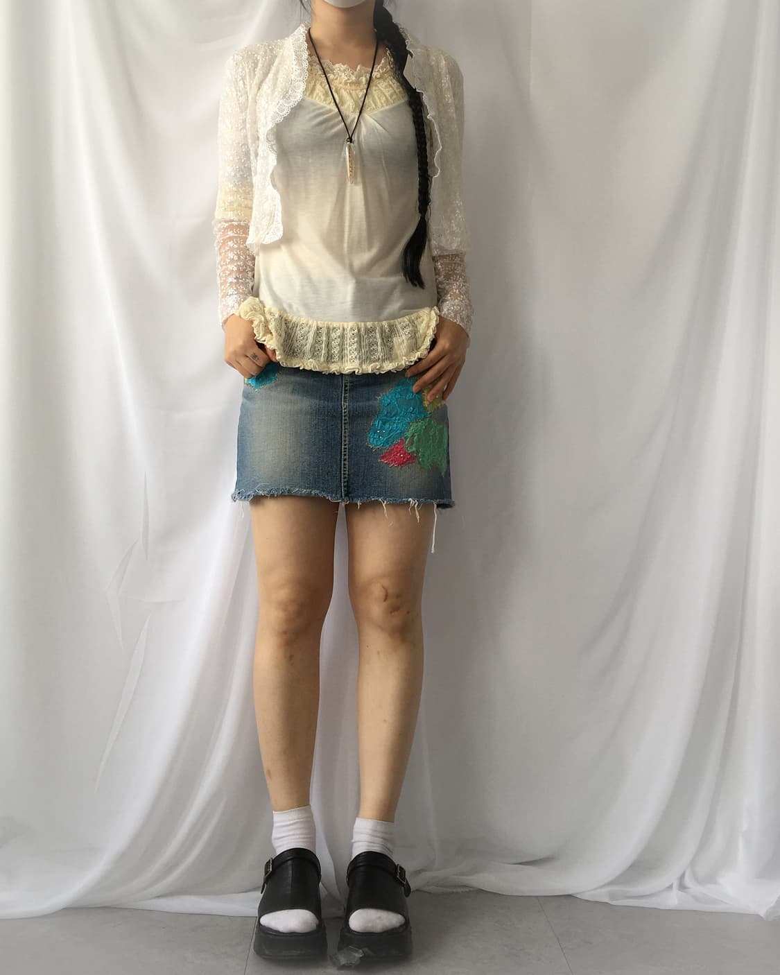 Patch point denim skirt 상품이미지6