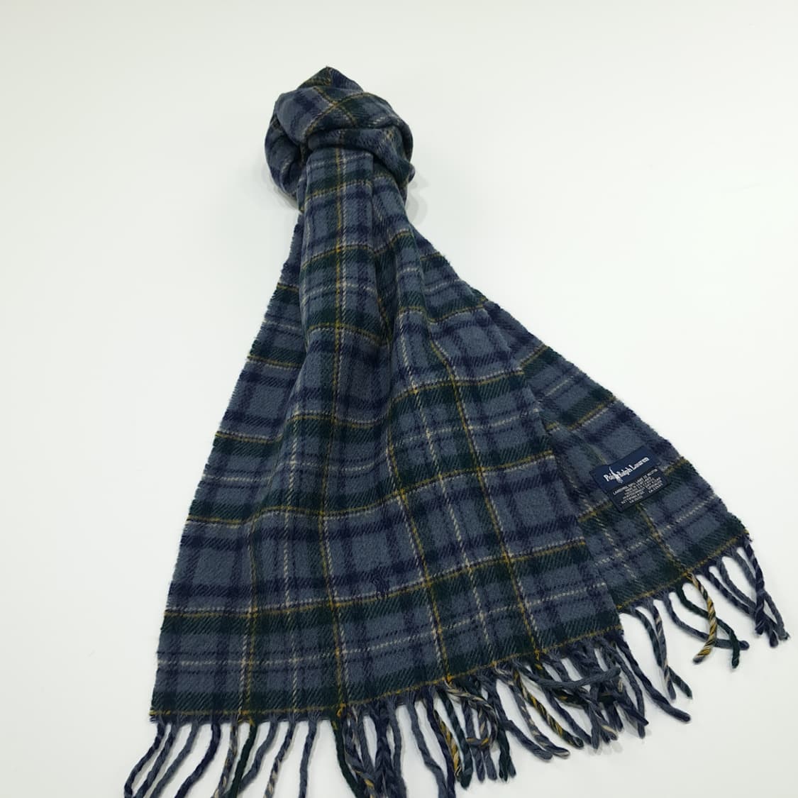 MX253 폴로 랄프로렌 그린네이비 타탄체크 램스울 목도리 머플러 상품이미지2