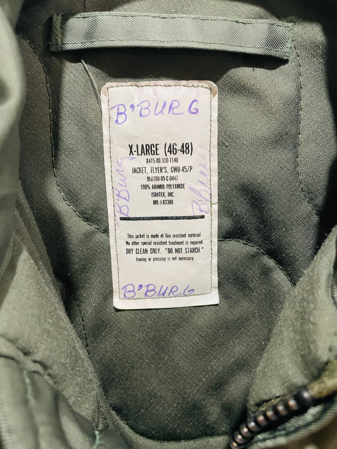 오리지날 US Military CWU-45P Flyers Jacket 상품이미지3