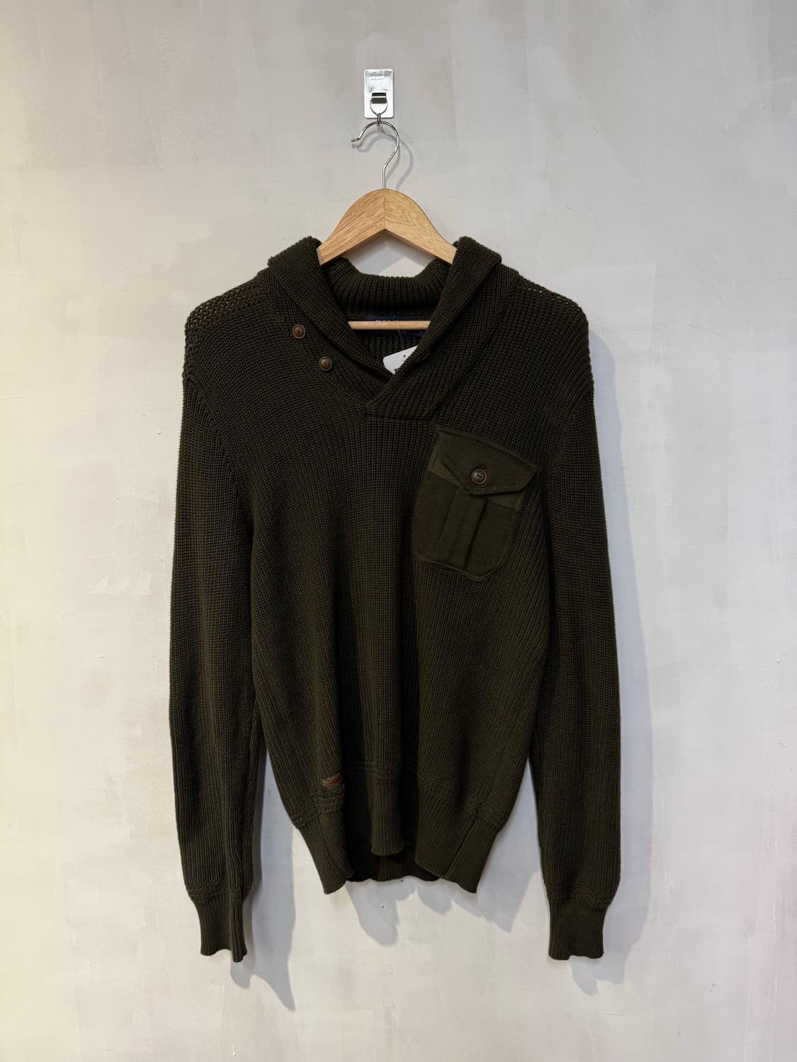 폴로 카키 하이넥 니트 상품이미지1