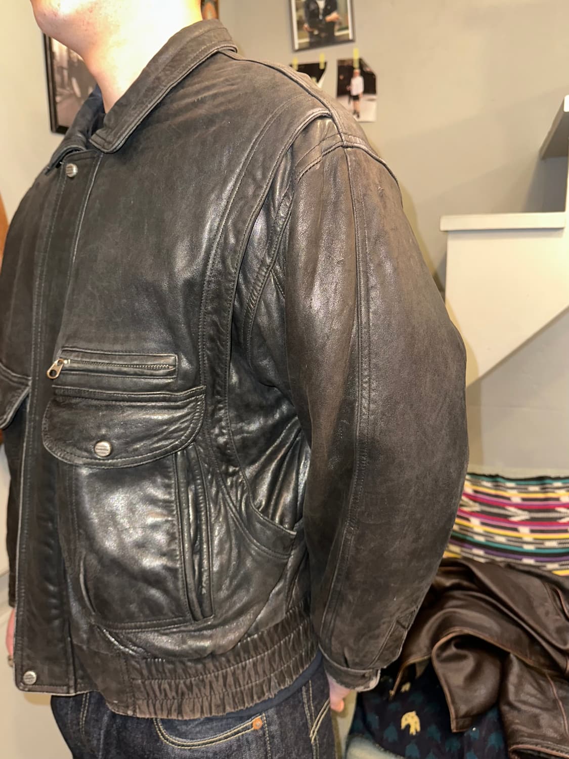 90’s Japanese lambskin leather bomber 상품이미지8