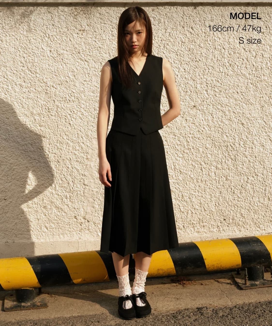 우먼즈 플리츠 미디 스커트 [블랙] 상품이미지1