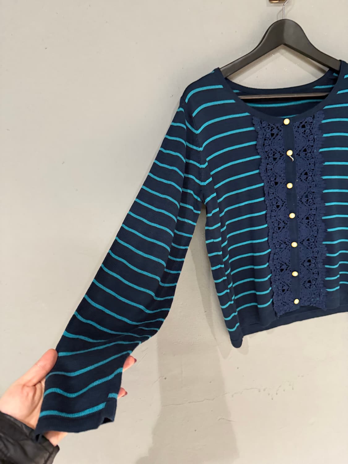 crochet layered stripe pattern cardigan 상품이미지7