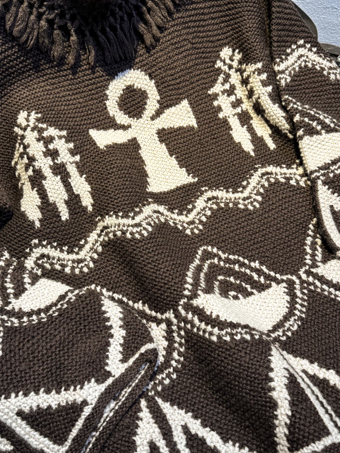 Ethnic Ankh Wool Poncho Knit 상품이미지8