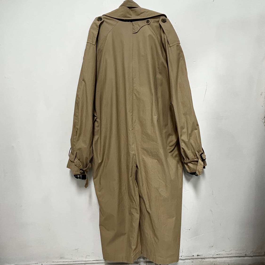 베이지 트렌치 코트 체크 안감 상품이미지3