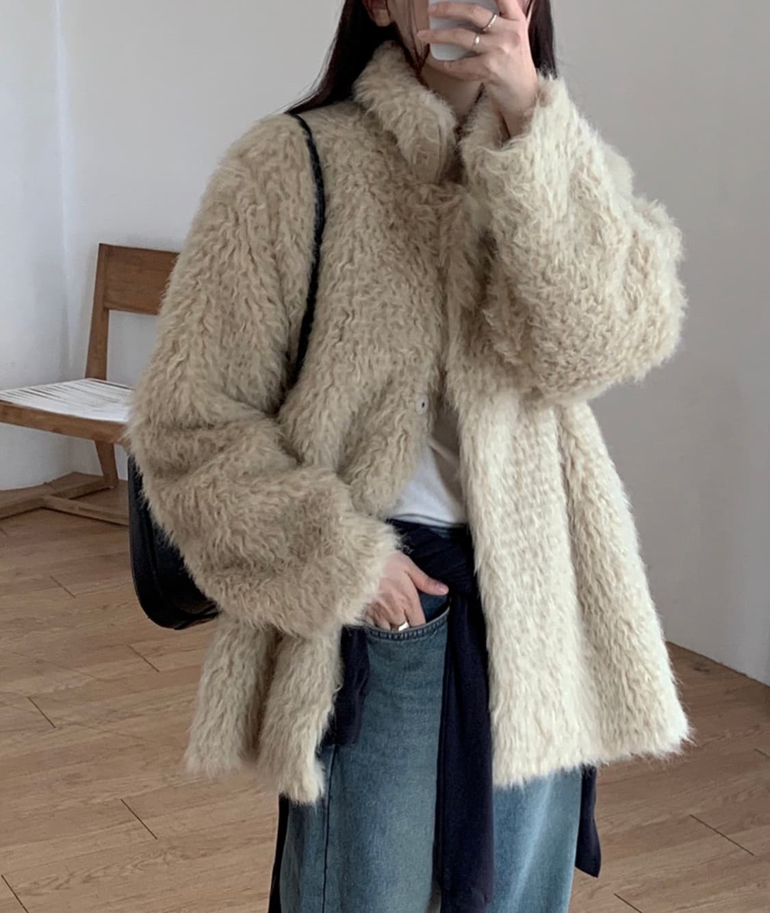 어리틀빗 스틸 퍼 자켓 (베이지) 상품이미지4