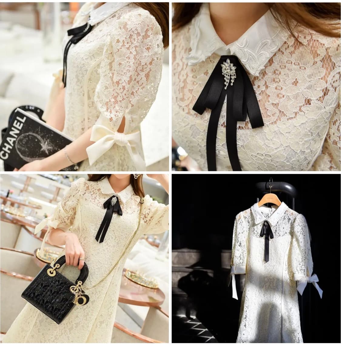 [아뜨랑스] op6557 펀칭 플라워 레이스 원피스_ 크림 (연노랑) S 상품이미지2