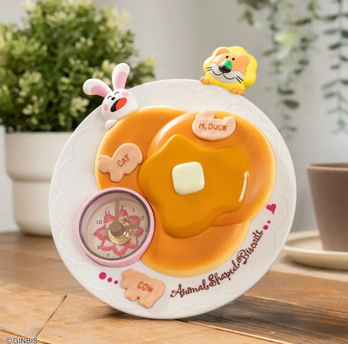 일본 타베코도부츠 사자 토끼 탁상시계 아날로그 시계 상품이미지2