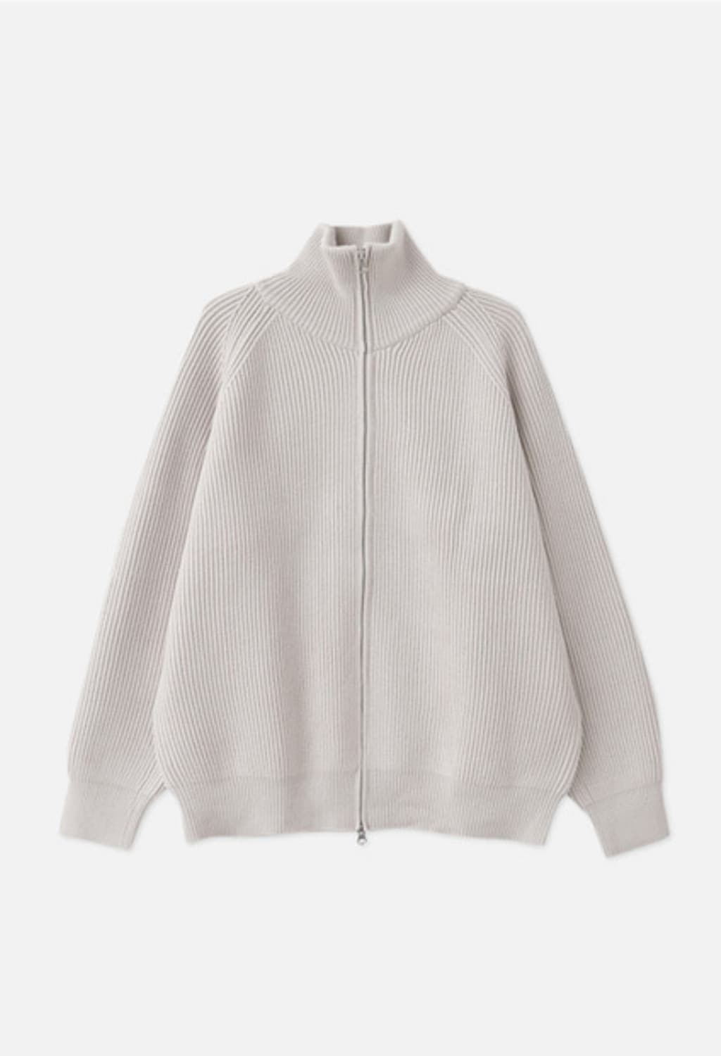 RIBBED ZIP-UP CARDIGAN_Light Grey 상품이미지2