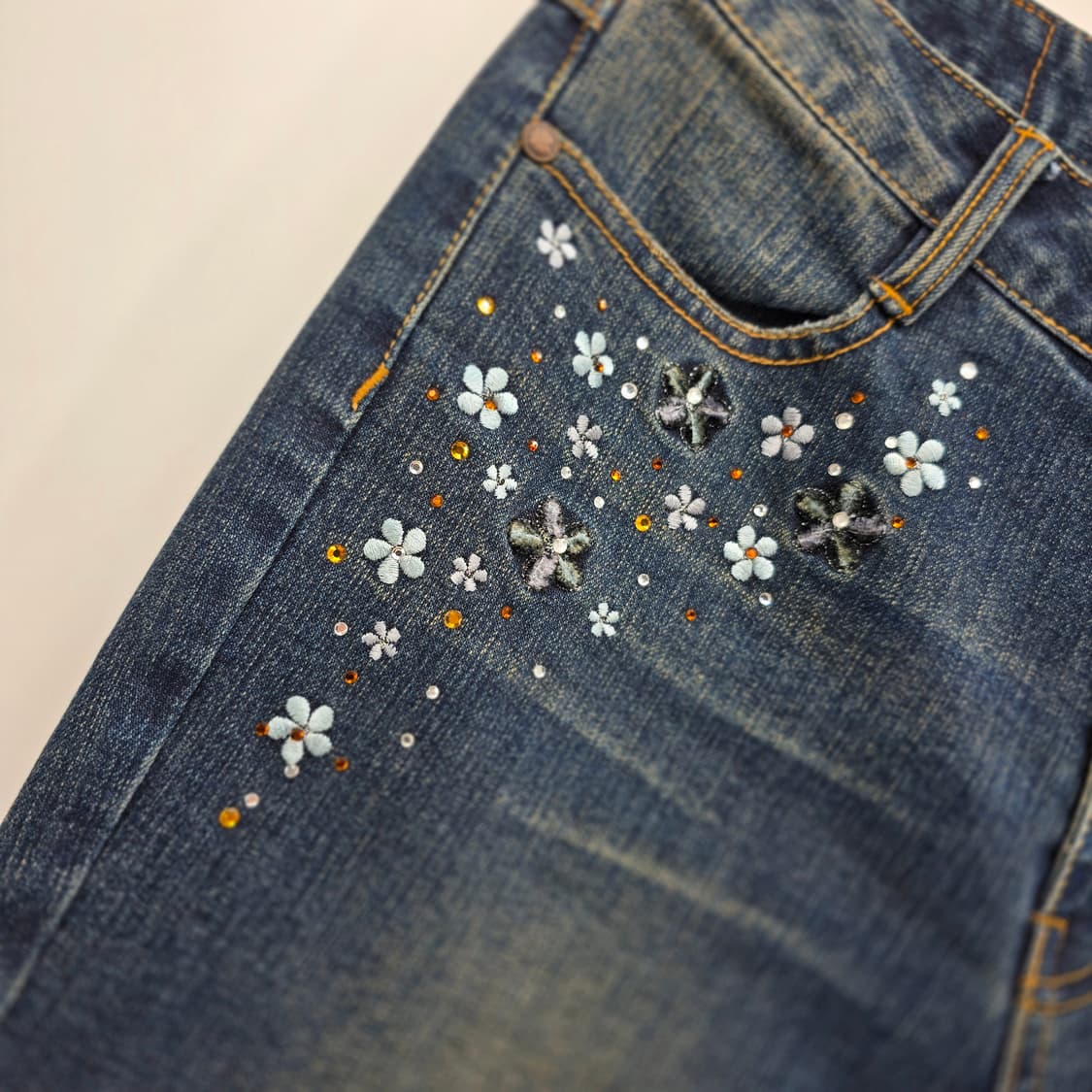 Y2K 꽃무늬 데님 부츠컷 상품이미지2