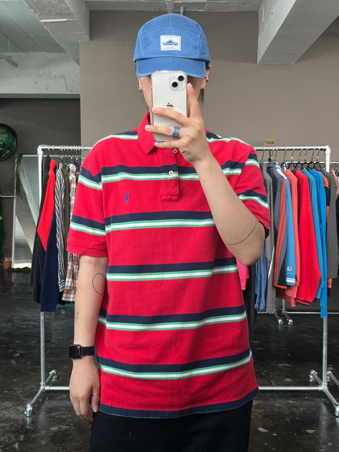 폴로 랄프로렌 스트라이프 카라 반팔 티셔츠 상품이미지1