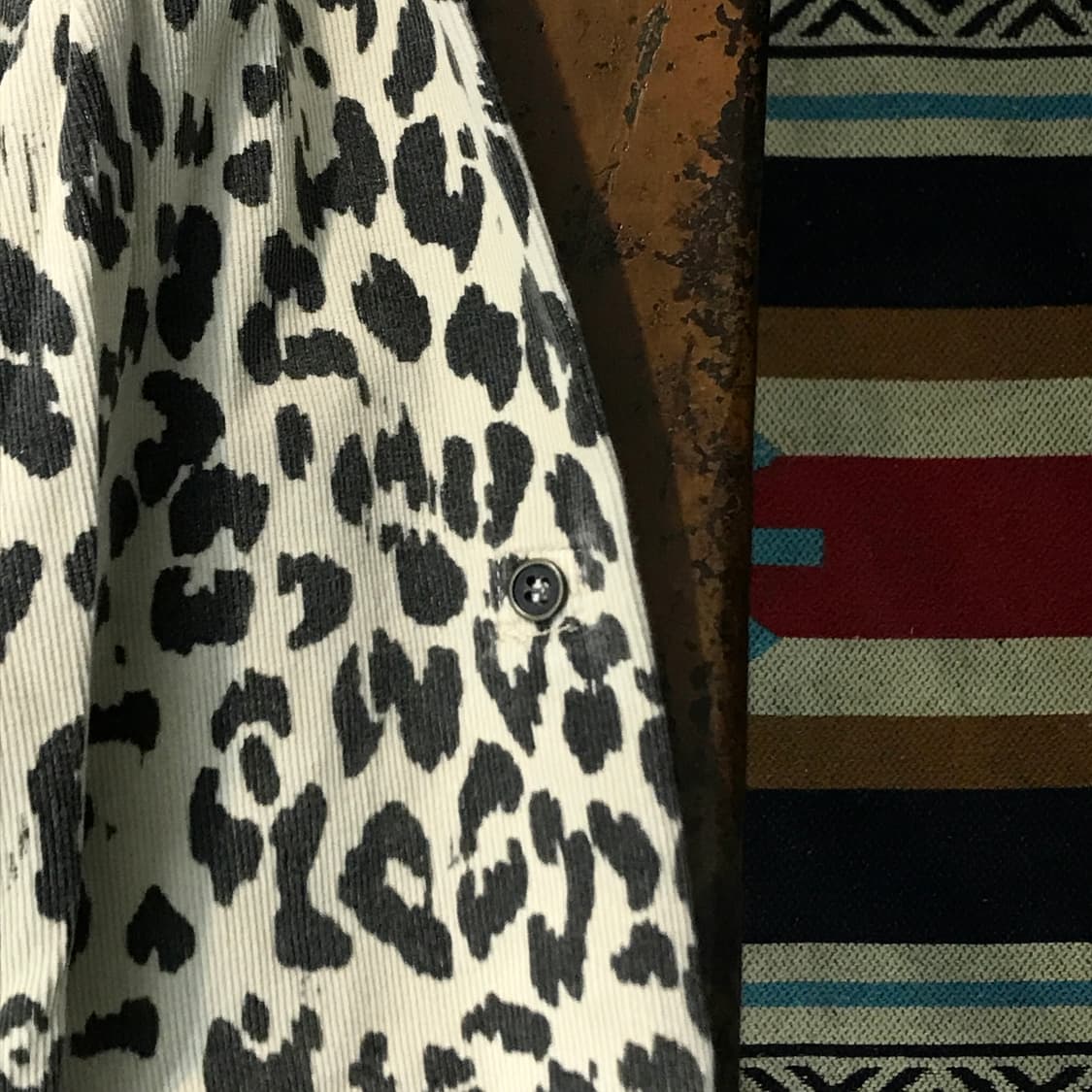VTG 빈티지 레오파드 패턴 코듀로이 롱 셔츠 원피스 여성 55 사이즈  상품이미지4