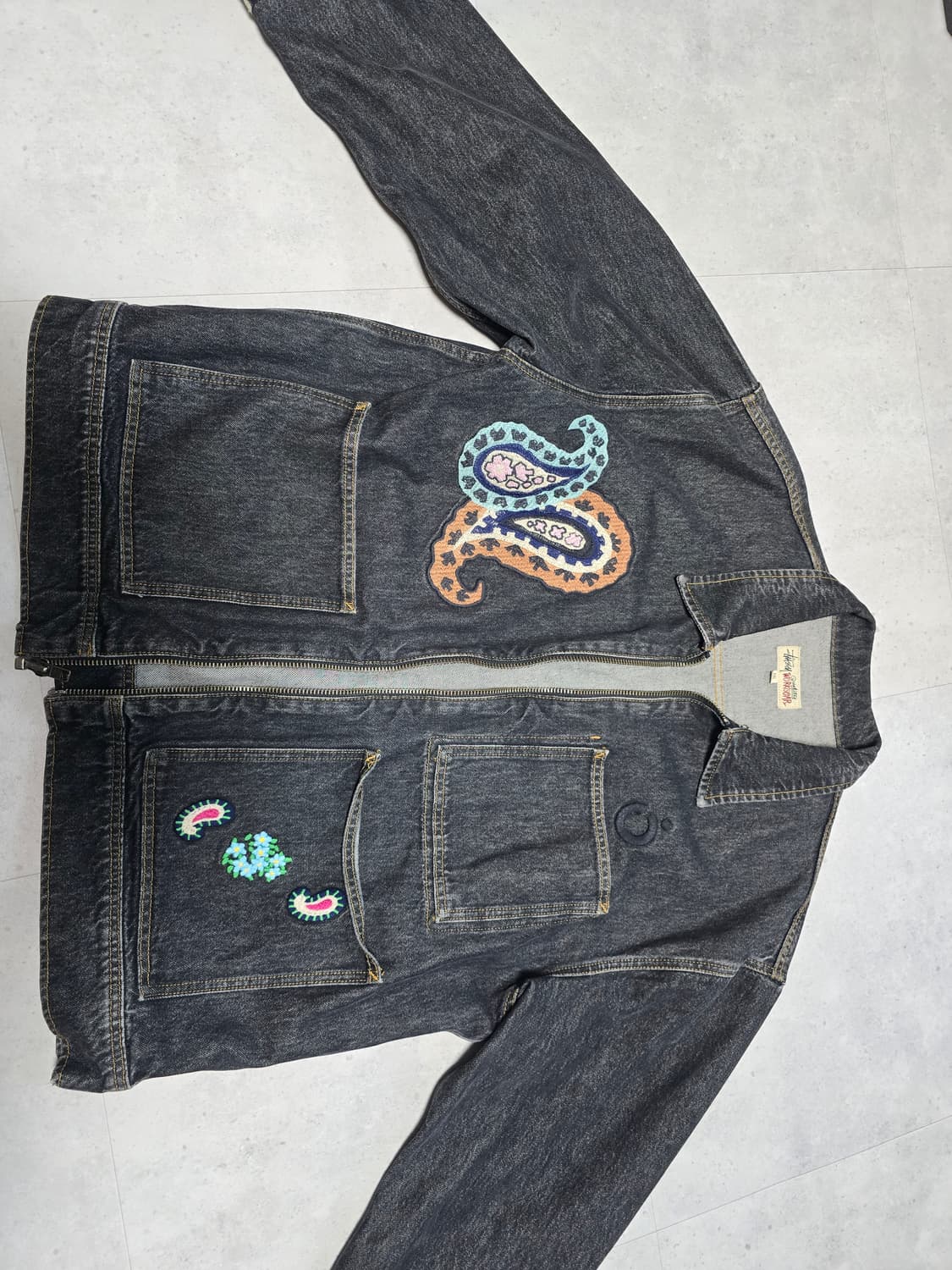 스투시 x 노마 t.d. 데님 집 워크 자켓 워시드 블랙 XXL 상품이미지1