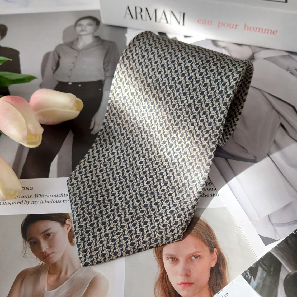 아르마니 꼴레지오니 실크 기하 넥타이 9.6cm A+~A등급 A19455 상품이미지4